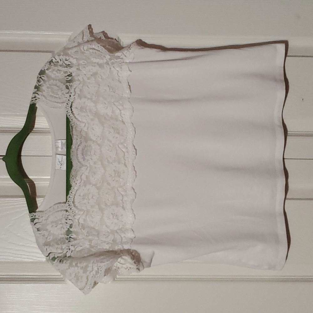 White  part lace shirt